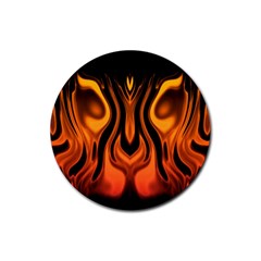 Fire And Flames Pattern Rubber Round Coaster (4 Pack) 