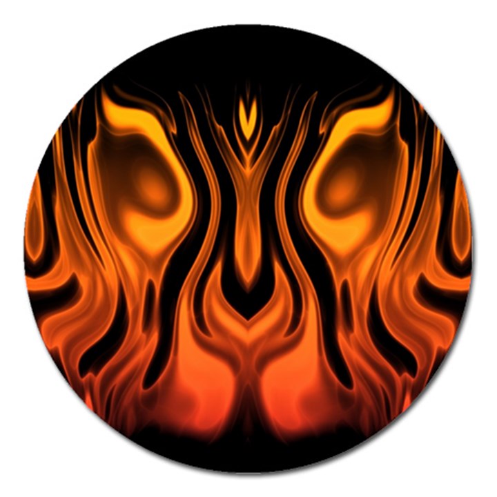 Fire and Flames Pattern Magnet 5  (Round)