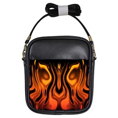 Fire And Flames Pattern Girls Sling Bag by SpinnyChairDesigns