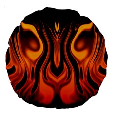 Fire And Flames Pattern Large 18  Premium Round Cushions by SpinnyChairDesigns