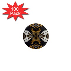 Boho Black Gold Color 1  Mini Magnets (100 Pack)  by SpinnyChairDesigns