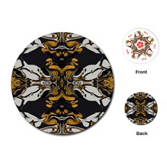 Boho Black Gold Color Playing Cards Single Design (round) by SpinnyChairDesigns