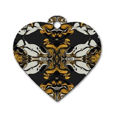 Boho Black Gold Color Dog Tag Heart (one Side) by SpinnyChairDesigns