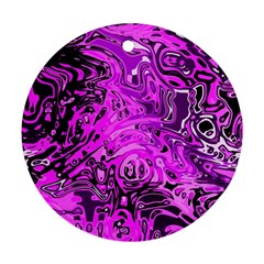 Magenta Black Abstract Art Ornament (round) by SpinnyChairDesigns