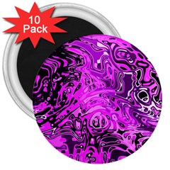 Magenta Black Abstract Art 3  Magnets (10 Pack)  by SpinnyChairDesigns