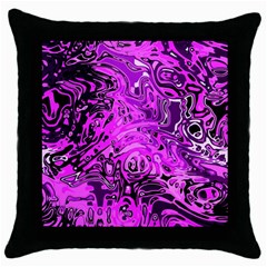 Magenta Black Abstract Art Throw Pillow Case (black) by SpinnyChairDesigns