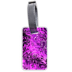 Magenta Black Abstract Art Luggage Tag (one Side) by SpinnyChairDesigns