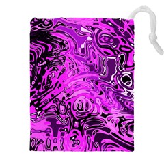 Magenta Black Abstract Art Drawstring Pouch (5xl) by SpinnyChairDesigns