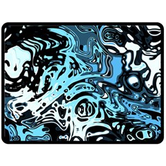 Black Blue White Abstract Art Fleece Blanket (large)  by SpinnyChairDesigns