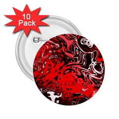 Red Black Abstract Art 2 25  Buttons (10 Pack) 