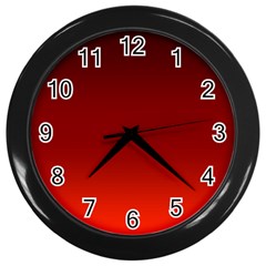 Scarlet Red Ombre Gradient Wall Clock (black) by SpinnyChairDesigns