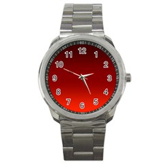 Scarlet Red Ombre Gradient Sport Metal Watch by SpinnyChairDesigns