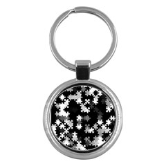 Black And White Jigsaw Puzzle Pattern Key Chain (round)