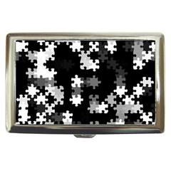 Black And White Jigsaw Puzzle Pattern Cigarette Money Case by SpinnyChairDesigns