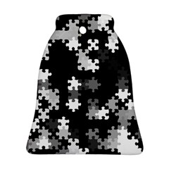 Black And White Jigsaw Puzzle Pattern Ornament (bell) by SpinnyChairDesigns