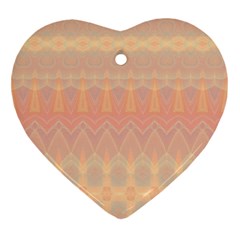 Boho Soft Peach Pattern Ornament (heart) by SpinnyChairDesigns