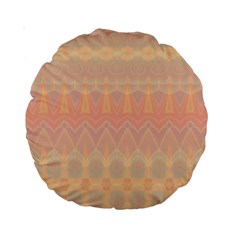 Boho Soft Peach Pattern Standard 15  Premium Round Cushions by SpinnyChairDesigns