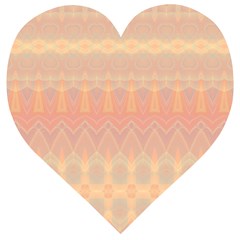 Boho Soft Peach Pattern Wooden Puzzle Heart by SpinnyChairDesigns
