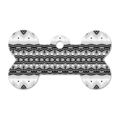 Boho Black And White  Dog Tag Bone (one Side) by SpinnyChairDesigns