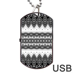 Boho Black And White  Dog Tag Usb Flash (two Sides)