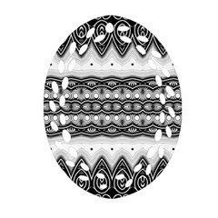 Boho Black And White  Oval Filigree Ornament (two Sides) by SpinnyChairDesigns