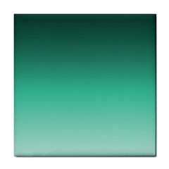 Biscay Green Gradient Ombre Tile Coaster by SpinnyChairDesigns