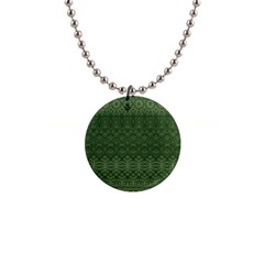 Boho Fern Green Pattern 1  Button Necklace by SpinnyChairDesigns