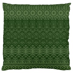 Boho Fern Green Pattern Large Flano Cushion Case (two Sides) by SpinnyChairDesigns