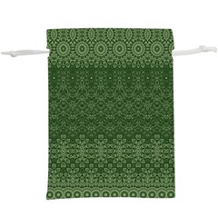 Boho Fern Green Pattern  Lightweight Drawstring Pouch (XL)