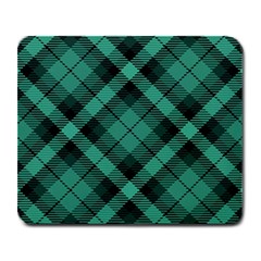 Biscay Green Black Plaid Large Mousepads by SpinnyChairDesigns