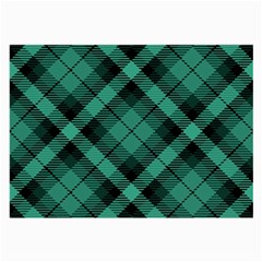 Biscay Green Black Plaid Large Glasses Cloth (2 Sides) by SpinnyChairDesigns
