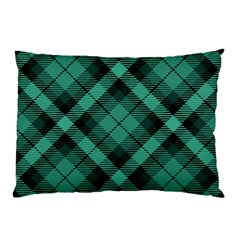 Biscay Green Black Plaid Pillow Case (two Sides) by SpinnyChairDesigns