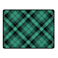 Biscay Green Black Plaid Double Sided Fleece Blanket (small)  by SpinnyChairDesigns