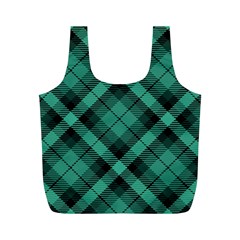 Biscay Green Black Plaid Full Print Recycle Bag (m) by SpinnyChairDesigns