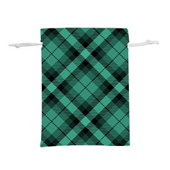 Biscay Green Black Plaid Lightweight Drawstring Pouch (m) by SpinnyChairDesigns