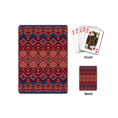 Boho Light Brown Blue Pattern Playing Cards Single Design (mini) by SpinnyChairDesigns