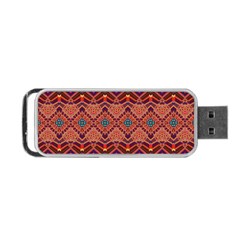 Boho Light Brown Blue Pattern Portable Usb Flash (one Side) by SpinnyChairDesigns