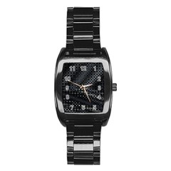 Black Abstract Pattern Stainless Steel Barrel Watch