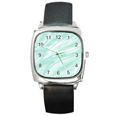 Biscay Green White Feathered Swoosh Square Metal Watch