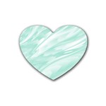 Biscay Green White Feathered Swoosh Heart Coaster (4 pack)  Front