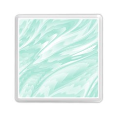 Biscay Green White Feathered Swoosh Memory Card Reader (square) by SpinnyChairDesigns