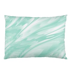 Biscay Green White Feathered Swoosh Pillow Case (two Sides) by SpinnyChairDesigns