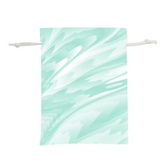 Biscay Green White Feathered Swoosh Lightweight Drawstring Pouch (m) by SpinnyChairDesigns