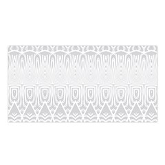Boho White Wedding Pattern Satin Shawl by SpinnyChairDesigns