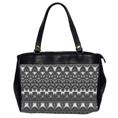 Boho Black And White Pattern Oversize Office Handbag (2 Sides) by SpinnyChairDesigns