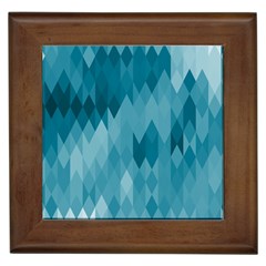 Cerulean Blue Geometric Patterns Framed Tile by SpinnyChairDesigns