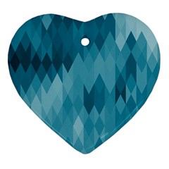 Cerulean Blue Geometric Patterns Ornament (Heart)