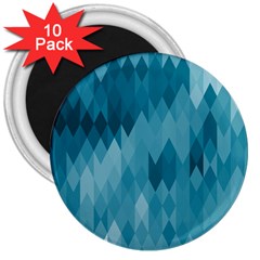 Cerulean Blue Geometric Patterns 3  Magnets (10 pack) 