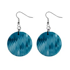 Cerulean Blue Geometric Patterns Mini Button Earrings