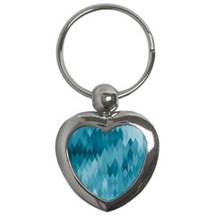 Cerulean Blue Geometric Patterns Key Chain (Heart)